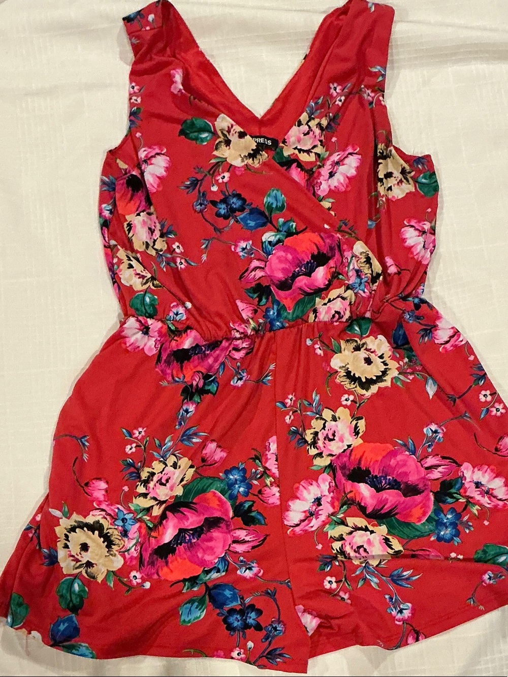 Express Girls Red Floral Wrap Romper